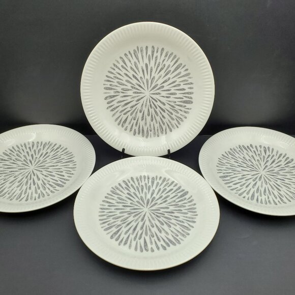 Lenox Profile Accent Luncheon Plates Gray White Embossed Porcelain Salad Plates - Picture 2 of 8